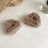 Popxstar Plush Cat Ears Hair Clips For Women Girls Lamb Cashmere Hairpin Forehead Bangs Clip Fluffy Children New Winter Hair Accessories