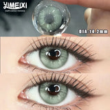 Popxstar 2-Piece Green Contact Lenses Grey Beautiful Pupil Soft Purple Color Lenses Myopia Degree Makeup Lens London Fog Grey