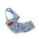 Small Dog Denim Overalls With Cute Heart Print Pet Clothes For Teddy Bichon Shih Tzu Lightweight Daily Wear