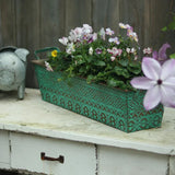Rectangle Double Handles Flower Pot Metal Iron Art Outdoors Courtyard Garden Balcony Plant Decorate Vase Retro Style