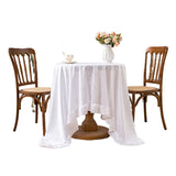 White Embossed Lace Tablecloth Polyester Ruffled Edge Table Cover Elegant Hollow Out Table Cloth for Home Party Wedding Decor