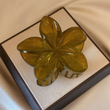 Popxstar Women's Laser Mermaid Princess Flower Shaped 8cm/3.15in Large-Size Brown Beige Lightweight Plastic Hair Clips Fashionable And