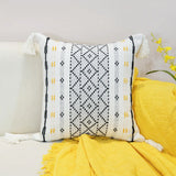 45x45cm Braided Plaid Boho Cushion Cover Geometry Embroidered Tassel Embroidery Lumbar Pillow Covers for Living Rooms Bedrooms