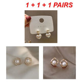 Popxstar New Fashion Stud Earrings For Women Girl Love Heart Pearl Drop Earrings Sweet Simple Earrings Jewelry Accessories Party Gift