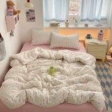 Popxstar  100% Cotton Bedding Set Cartoon Cute Animals Duvet Cover Set Bed Linen Flat Sheets Set 2 Pillowcases Single Double Queen Size