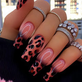 Popxstar 24pcs Leopard Print Press on Nails Tips Purple Long Ballet Fake Nails Aurora Colorful Full Cover Fake Nail Sets Coffin Manicure
