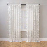 French Lace Gauze Curtains Princess-style Drapes for Living Room Dining Room Elegant Solid White Window Ruffled Tulle Curtains