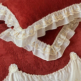 Popxstar  4Pcs French Princess Style Carved Velvet Warm Winter Bedding Set Large Lace Ruffle Duvet Cover Flat/Fitted Bed Sheet Pillowcases