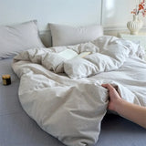 Popxstar  Luxury Cotton Stripe 3-Piece Duvet Cover Set (1 Duvet Cover + 2 Pillowcases),Yarn-Dyed,Soft Bedding Set, Multiple Sizes