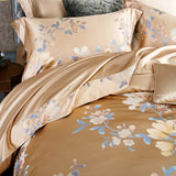Popxstar  22 Momme Natural Mulberry Silk Luxury Bedding Set Yarn-dyed Jacquard Silk Cotton Duvet Cover Flat Sheet With Pillowcases 4Pcs