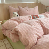 Popxstar 1pc Korean Cotton Pink Stripes Duvet Cover 150x200 Size Girl's Room housse de couette Skin friendly Breathable Comforter Sets HOT