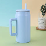 50 Oz Giant Straw Cup 304 Stainless Steel Vacuum Insulated Cup Large Capacity Portable Handle Car Cup