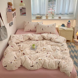 Popxstar  100% Cotton Bedding Set Cartoon Cute Animals Duvet Cover Set Bed Linen Flat Sheets Set 2 Pillowcases Single Double Queen Size
