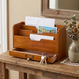 Wooden File Sorting Box Rustic Multi-layer Grocery Organizer with Drawer Large Capacity Desktop Drawer Storage Box Office Use