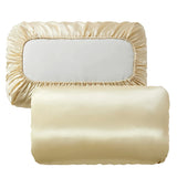 Popxstar Luxury Imitation Silk Elastic Band Pillow Cover Solid Comfortable Smooth Satin Pillowcase Queen High End King Size Pillow Cases