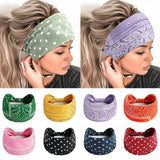 Popxstar Boho Knot Turbans Yoga Elastic Head Wrap Women Headband Wide Hairbands Headwear Floral Bandanas Fashion Hair Band Accessories