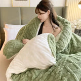 Popxstar New Super Thick Winter Warm Blanket for Bed Artificial Lamb Cashmere Weighted Blankets Soft Comfortable Warmth Quilt Comforter