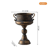 Retro Iron Art Dried Flower Vase Photography Studio Old Decoration Ornament European Romantic Trophy Shaped Crafts