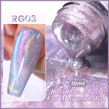 Popxstar 10ml Rainbow Purple Water Light Cat Magnetic Gel Nail Polish Shining Sliver-light Holographics Semi Permanent UV Gel