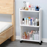 Popxstar 1pc Slim Storage Cart, Floor Mount Gap Storage Rack With Wheels, Multi-layer White Movable Seam Storage Rack