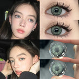 Popxstar  1Pair Green Color Contact Lens Pupils Nature High Quality Myopic Green Lens Blue  Eyes - 0.00 to- 8.00 Diopter Lenses