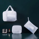 Popxstar  Minimalist Style Travel White EVA Mesh Cloth Cosmetic Bag Combination Bag Waterproof Toiletry Bag Travel Storage Makeup Bags