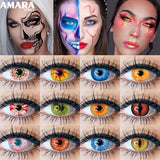Popxstar  2 Pack Halloween Colored Contact Lenses Anime Cosplay Eyes Lenses Colored Lenses White Black Red Lenses