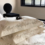 Popxstar  Elegant Flowers Embroidery Luxury Bedding Set Queen King 100S Egyptian Cotton Home Textile Bed Sheet Pillowcase Quilt Cover Set