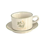 Popxstar  380ML Coffee Cups Saucer Set Retro Ceramic with Handle Lily of The Valley  Luxury Afternoon Tea Cup and Saucer Milk Mocha Cup