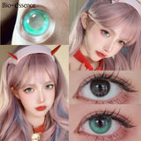 Popxstar  1 Pair Korean Colored Contact Lenses with Degree Myopia Lenses Anime Accessories Pink Lenses Cyan Cosplay