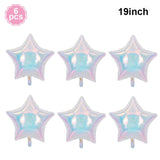 Popxstar  19Inch Foil Star Heart Round Balloons Transparent Iridescent Balloons for Mermaid Theme Birthday Disco Party Wedding Decorations