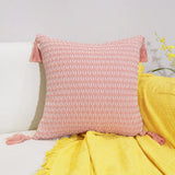 45x45cm Braided Plaid Boho Cushion Cover Geometry Embroidered Tassel Embroidery Lumbar Pillow Covers for Living Rooms Bedrooms