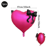 Popxstar  Heart-shaped Foil Balloon with Bow for Women Birthday Party Weddings Baby Shows Valentine's Day Anniversary Photograph  Decor