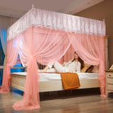 Popxstar Embroidery Lace Palace Mosquito Net with Stainless Steel Bracket Square Princess Mosquito Tent for Bed Double Bed Nets Canopy