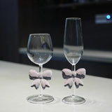 Popxstar  1pcs Elegant Borosilicate Glass Wine with Black Bow Romantic Valentine Champagne Cup Highball Creative Design
