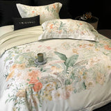 Popxstar  Premium 1000TC Egyptian Cotton Flowers Plant Prints Spring Summer Bedding Set Duvet Cover Flat/Fitted Bed Sheet Pillowcase 4Pcs