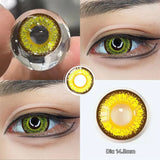 Popxstar  2PCS(1 Pair) Myopia With Diopter Colorful Cosplay Contact Lenses For Eyes Yellow Blue Red Green Halloween Lenses Yearly