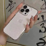 Popxstar Luxury Bling Glitter Clear Phone Case For iPhone 16 15 14 13 12 11 Pro Max X XR XS 7 8 Plus Shockproof Transparent Soft Cover