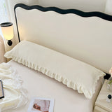 Popxstar Length Sleeping Pillowcase with Ruffle Winter Couple Double Fleece Flannel Warmth Big Size Pillow Covers Home Bedding 45*180cm