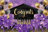 Popxstar Graduation Backdrop Congrats Gold Class of Grad Photocall Decoration Photography Background Photo Banner