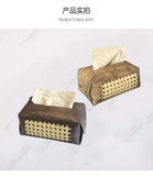 Popxstar Vine Woven Tissue Box Aesthetic Tissue Case Living Room Coffee Table Napkin Holder Antique Wood Grain Tissue Box Holder