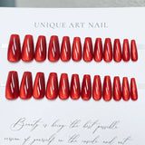 Popxstar  Glossy Cat Eyes Fake Nails Full Cover Almond Black Press on Nail Women Girls DIY Manicure Simple Wearable False Nails Tips 24Pcs