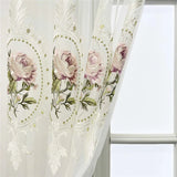 Popxstar Luxury Pink Peony Embroidery Tulle Curtain For Living Room Bedroom American Pastoral Flower White Sheer Voile Drapes Custom