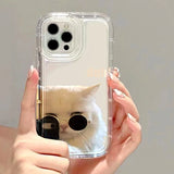 Popxstar Sunglasses Cat Dog Phone Case for iPhone 11 Case iPhone 16 15 14 13 12 Pro Max XR XS X 8 7 Plus SE Transparent Shockproof Cover