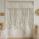popxstar French  Elegant White Embroidery Ruffle Tulle Curtains with Valance For Girls Bedroom Living Room Sheer Drapes Rideaux Voilage