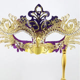 Mardi Gras Phoenix Tail Flower Masquerade Mask with Holding Stick Detachable Costume Mask Venetian Women Party Masks Halloween