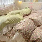 popxstar Korean Style Bedding Set with Pillowcase bed sheet Single Full Size Bed Linen Duvet Cover Set Queen/King Double Comforter Cover