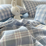 Popxstar New Lattice Duvet Cover Set with Sheet Pillowcases No Filling Warm Bed Linen Twin Full Queen Size Grid Home Bedding Set