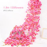 Popxstar  Pink Sakura Artificial Flowers Garland Cherry Blossoms Vines Garden Arch Decor Fake Flower Garland Wedding Party Home Decoration