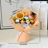 Popxstar  Crocheted Sun Flower Bouquet Graduation Flower Bouquet Gifts Artificial Flower Decorations Finished Sunflowers Graduation Gifts